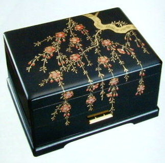 会津漆器のオルゴール - 黒