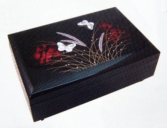 【べっ甲塗り】宝石箱べっ甲塗り「蝶柄」オルゴール-(LS.B-713A)