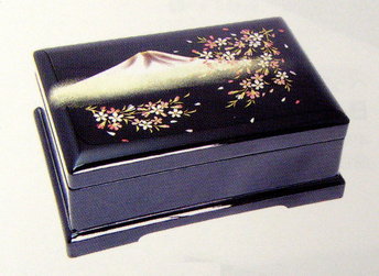 (人気 !) 東北支援-会津漆器宝石箱オルゴール.黒(B-700A・C・E)