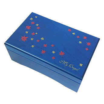  NEW【高音質23弁オルゴール-木製BOXもみじ柄/ブルー/鏡付き】LS-AA311B