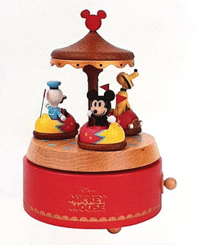  New【ディズニー木製からくり】ミッキー遊園地オルゴール (LS-CD185S)