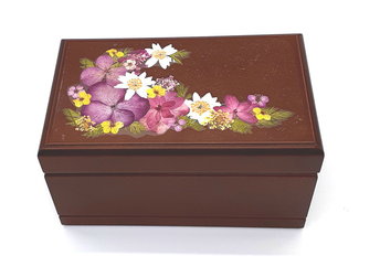 120 曲選択オリジナル【創作押し花絵】木製BOXオルゴール.ﾐﾆ-(LTK.LA009fra.Brown)■終了廃盤