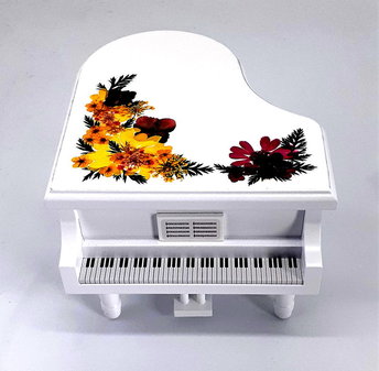  120 曲選択"世界に一つオリジナル"【創作押し花絵】グランドピアノオルゴール<br>-(LTK.TM020HD)