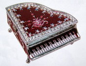 【ピューター】ピアノ型(レッド)オルゴール-(LSs.YA-711B)☆貴重品
