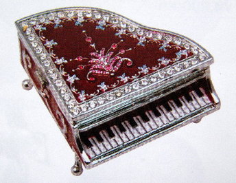 【ピューター】ピアノ型(レッド)オルゴール-(LSs.YA-711B)☆貴重品